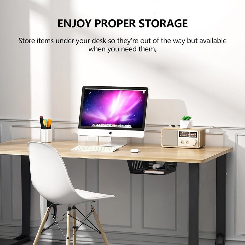 Neiteli 2 Pack Under Desk Shelf - Black Desk Shelf for Office Tables & Workstations（8Inch） - Image 4